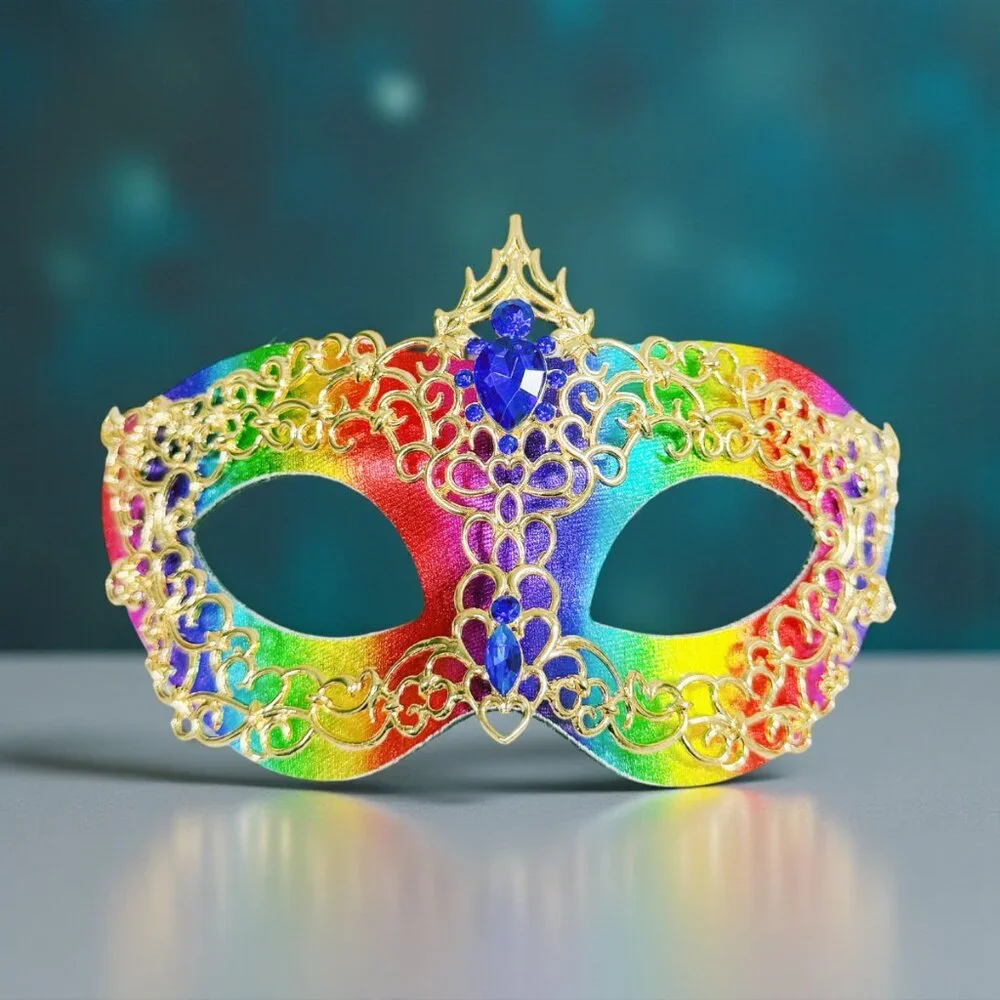 Rainbow masquerade mask, cosplay mask, Halloween mask, Venetian mask, Prom mask